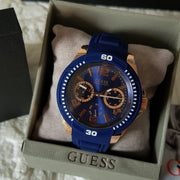  Shop Authentic Guess Trade Blue Dial Blue Silicone Strap Watch for Men - W0967G2 - Luxxuri