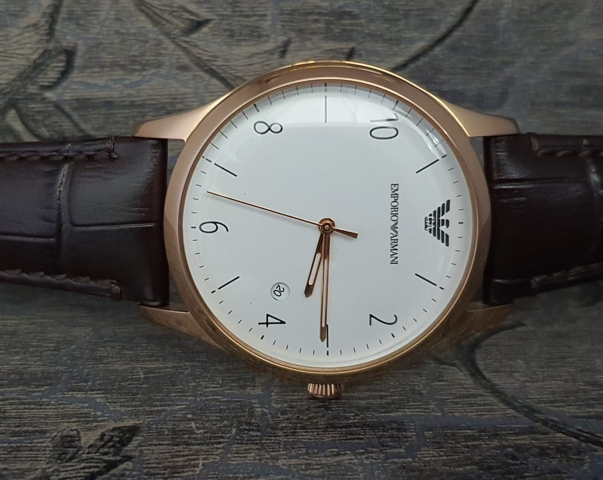  Shop Authentic Emporio Armani Beta Chronograph White Dial Brown Leather Strap Watch For Men - AR1915 - Luxxuri