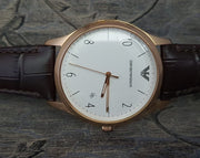  Shop Authentic Emporio Armani Beta Chronograph White Dial Brown Leather Strap Watch For Men - AR1915 - Luxxuri