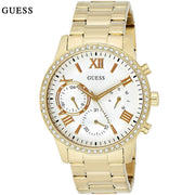  Shop Authentic Guess Solar Chronograph Diamonds White Dial Gold Steel Strap Watch for Women - W1069L2 - Luxxuri