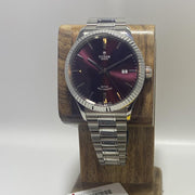  Shop Authentic Tudor Style Automatic Burgundy Red Dial Silver Steel Strap Watch for Men - M12710-0015 - Luxxuri