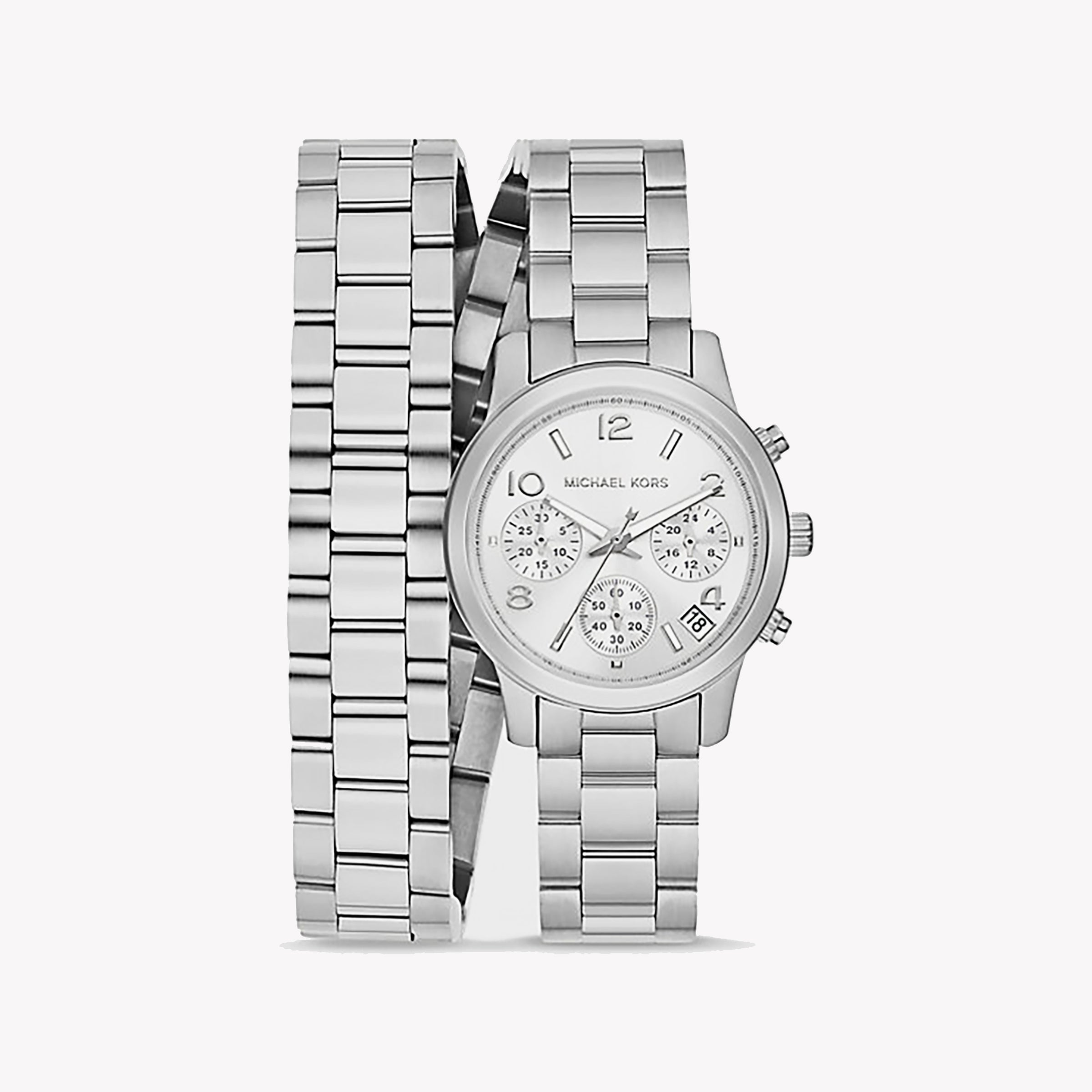  Shop Authentic Michael Kors Runway Chronograph Analog Silver Dial Silver Steel Strap Watch for Women - MK7454 - Luxxuri
