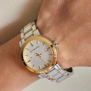  Shop Authentic Burberry The City White Dial Two Tone Steel Strap Watch for Women - BU9115 - Luxxuri