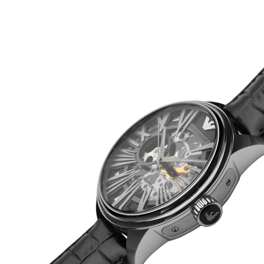  Shop Authentic Emporio Armani Meccanico Automatic Black Dial Leather Strap Watch For Men - AR4629 - Luxxuri