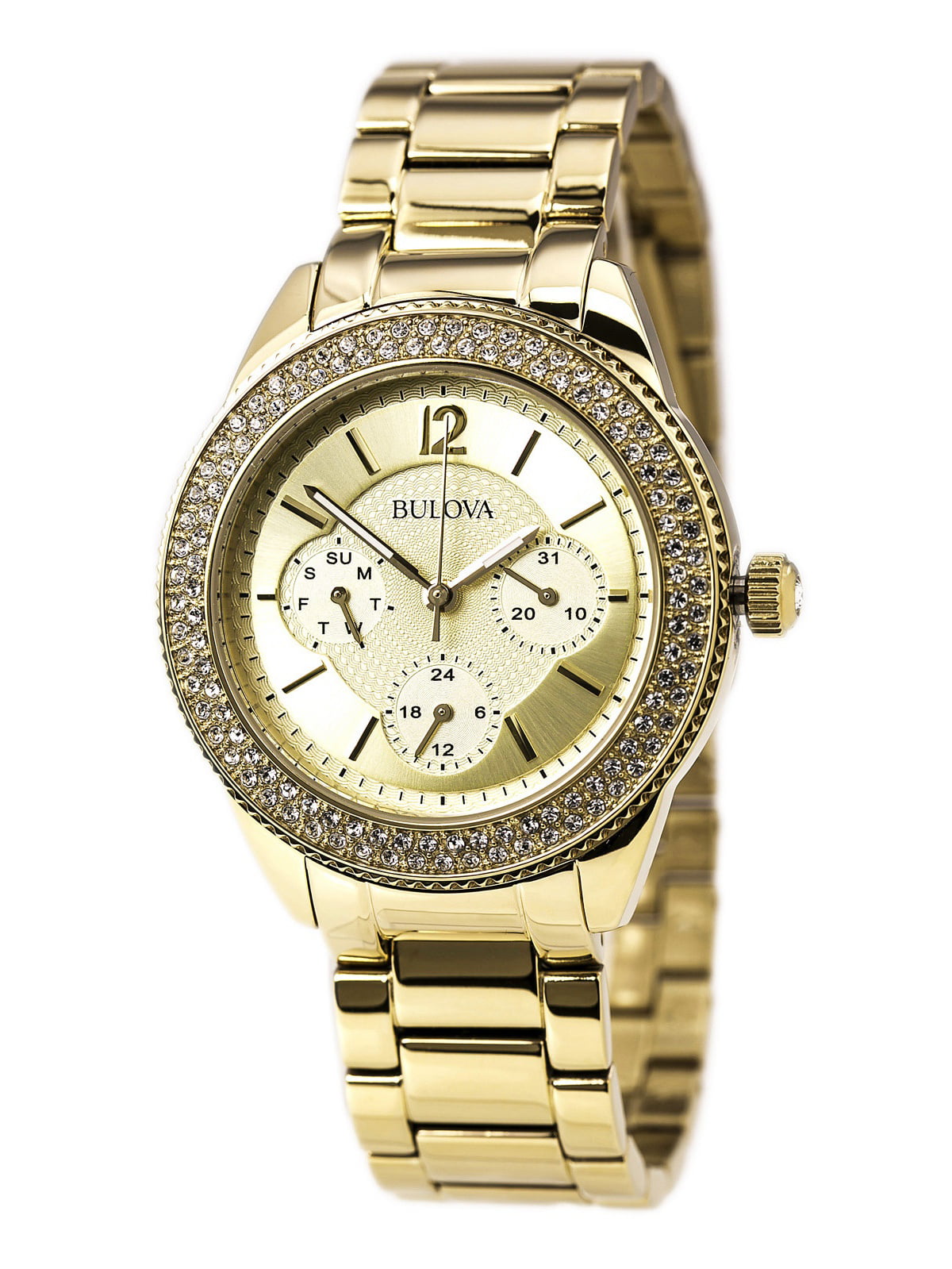  Shop Authentic Bulova Multi Function Gold Dial Gold Steel Strap Watch for Women - 97N102 - Luxxuri