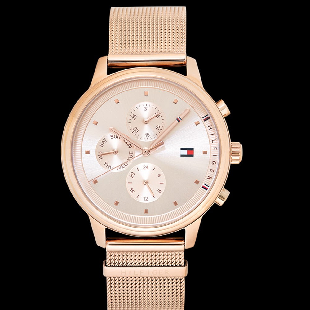  Shop Authentic Tommy Hilfiger Blake Chronograph Rose Gold Dial Rose Gold Mesh Bracelet Watch For Women - 1781907 - Luxxuri
