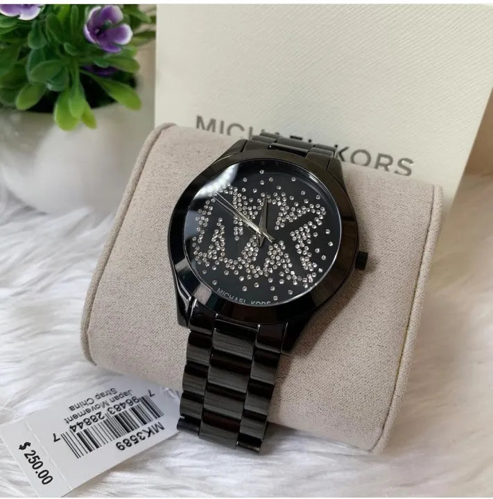  Shop Authentic Michael Kors Slim Runway Black Dial Black Steel Strap Watch for Women - MK3589 - Luxxuri