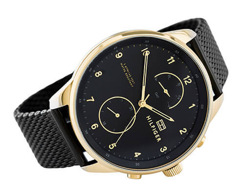  Shop Authentic Tommy Hilfiger Chase Quartz Black Dial Black Mesh Bracelet Watch for Men - 1791580 - Luxxuri