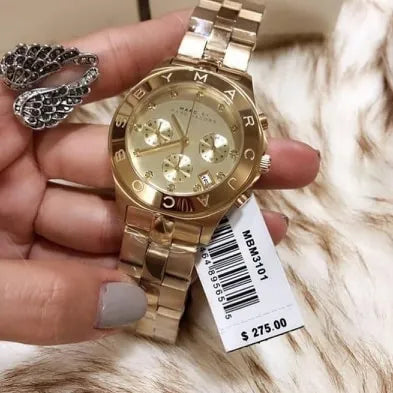  Shop Authentic Marc Jacobs Blade Chronograph Gold Dial Gold Steel Strap Watch for Women - MBM3101 - Luxxuri