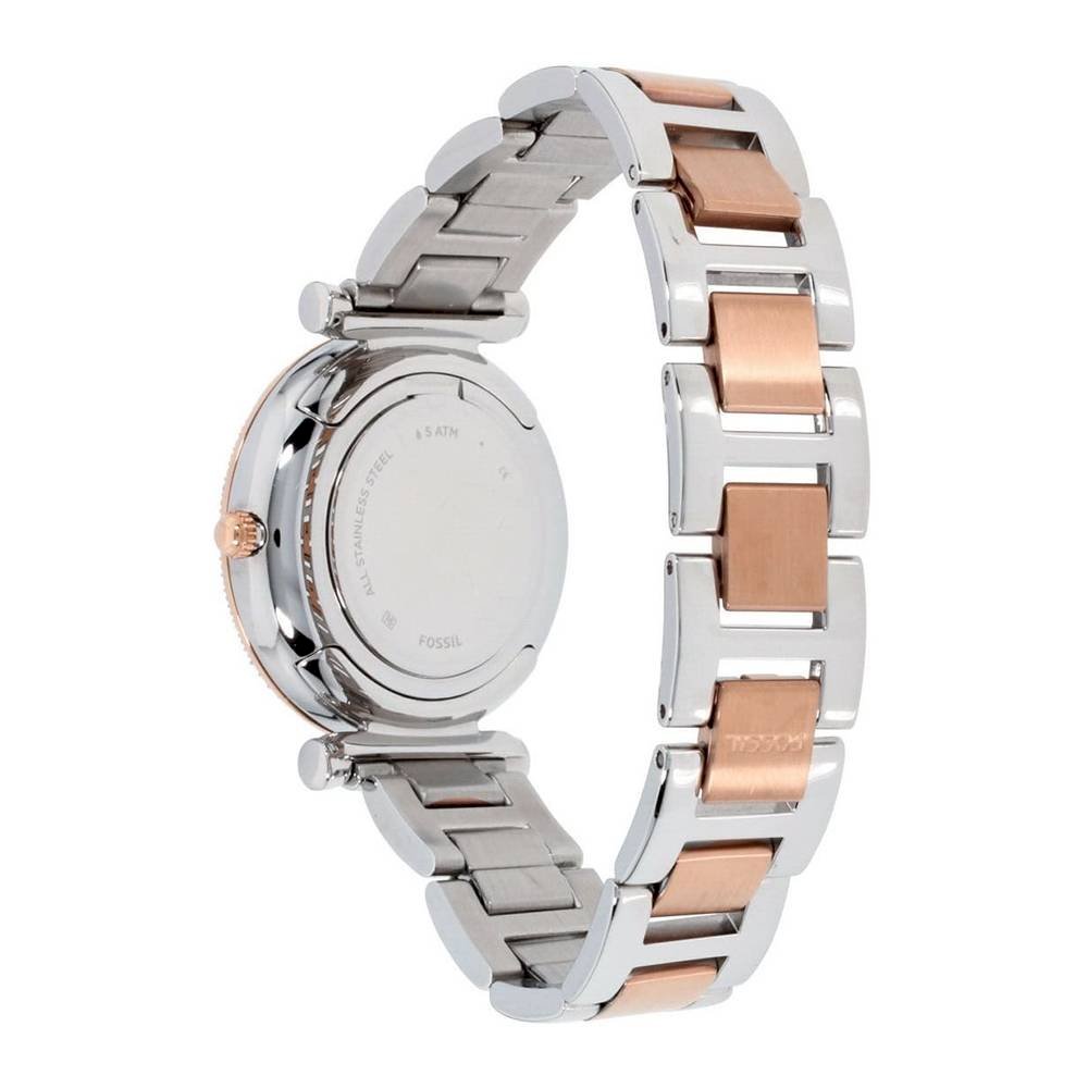  Shop Authentic Fossil Carlie Silver Dial Two Tone Steel Strap Watch for Women - ES4342 - Luxxuri