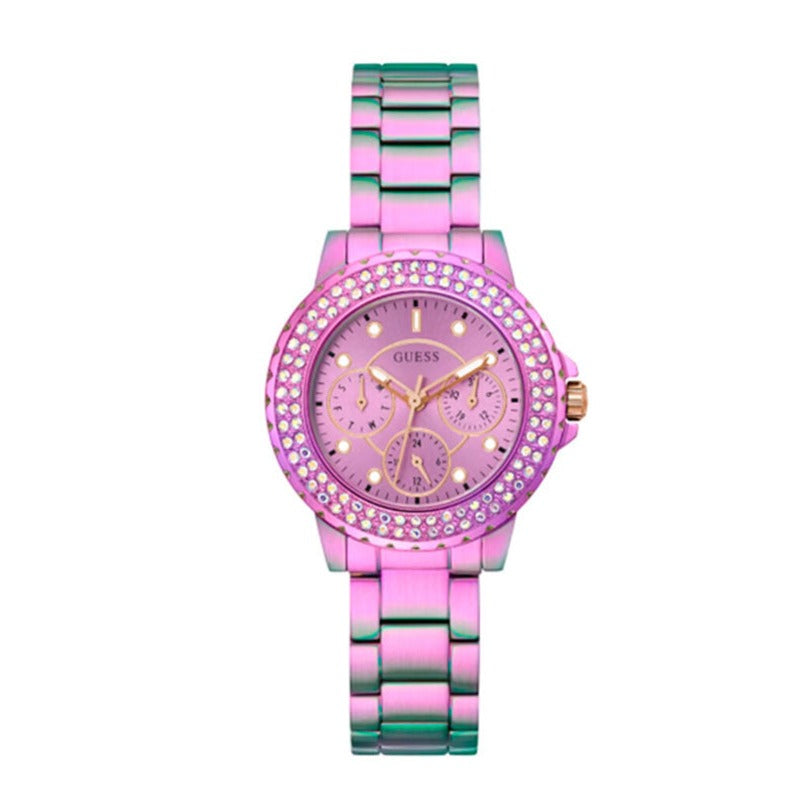  Shop Authentic Guess Crown Jewel Diamonds Purple Dial Purple Steel Strap Watch for Women - GW0410L4 - Luxxuri