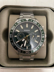  Shop Authentic Fossil Bannon Chronograph Green Dial Silver Steel Strap Watch for Men - BQ2492 - Luxxuri