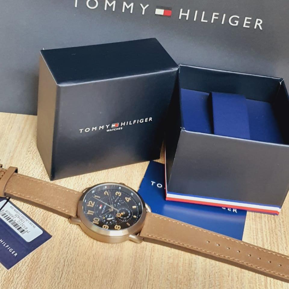  Shop Authentic Tommy Hilfiger Briggs Chronograph Black Dial Brown Leather Strap Watch for Men - 1791425 - Luxxuri