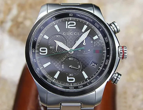  Shop Authentic Gucci G Timeless Chronograph Grey Dial Silver Steel Strap Watch For Men -  YA126238 - Luxxuri