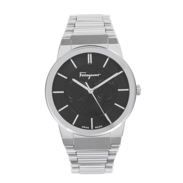  Shop Authentic Salvatore Ferragamo Sapphire Bracelet Black Dial Silver Steel Strap Watch For Men - SFHP01124 - Luxxuri