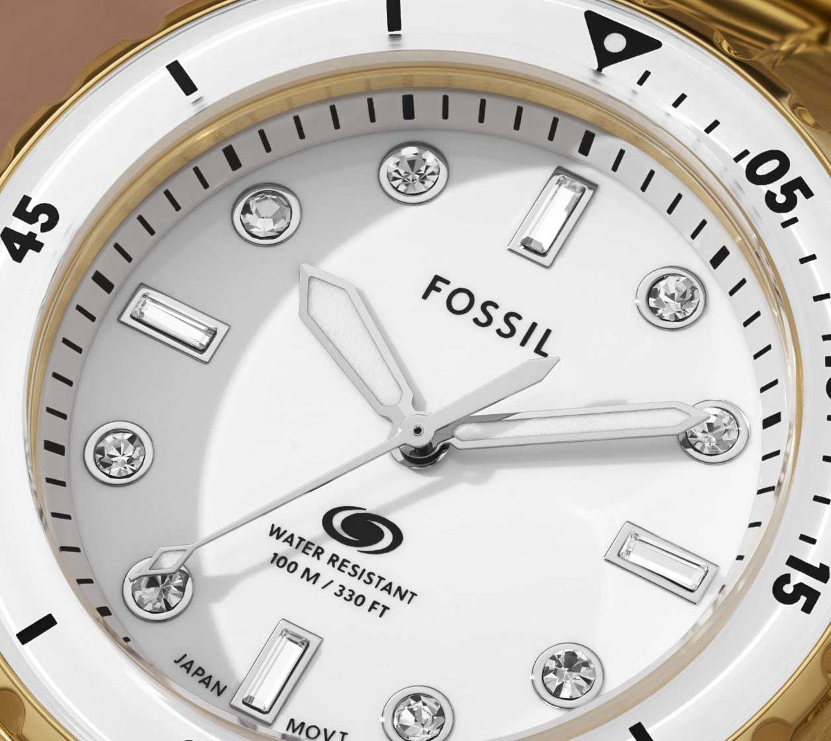  Shop Authentic Fossil Blue Dive Three Hand White Dial Gold Steel Strap Watch For Women - ES5350 - Luxxuri