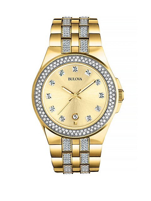  Shop Authentic Bulova Crystal Collection Champagne Dial Two Tone Steel Strap Watch for Women - 98B174 - Luxxuri