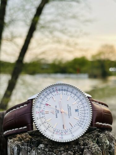  Shop Authentic Breitling Navitimer Automatic 41 White Dial Brown Leather Strap Watch for Men - A17326211G1P2 - Luxxuri