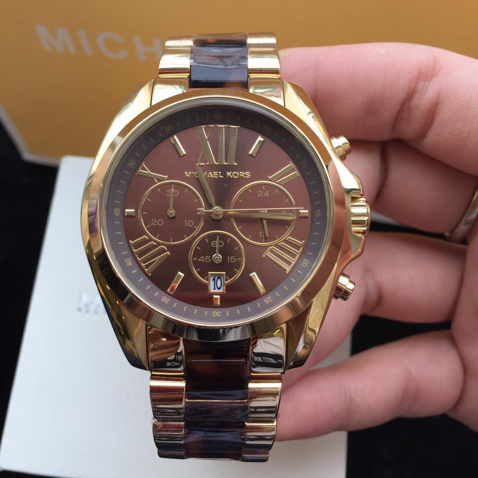  Shop Authentic Michael Kors Bradshaw Chronograph Brown Dial Two Tone Steel Strap Watch For Women - MK5696 - Luxxuri