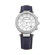  Shop Authentic Michael Kors Parker White Dial Navy Blue Leather Strap Watch for Women - MK2293 - Luxxuri