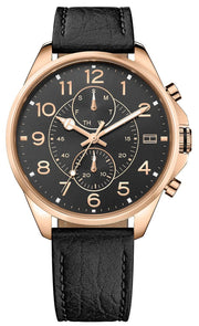  Shop Authentic Tommy Hilfiger Dean Chronograph Quartz Black Dial Black Leather Strap Watch for Men - 1791273 - Luxxuri