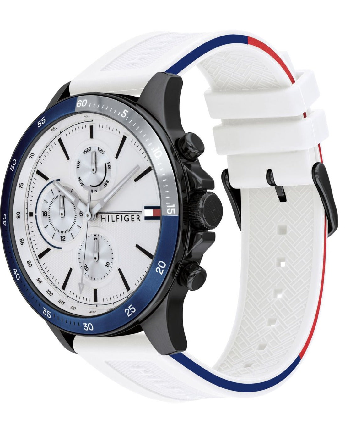  Shop Authentic Tommy Hilfiger Bank Chronograph White Dial White Rubber Strap Watch for Men - 1791723 - Luxxuri