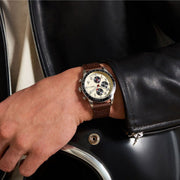  Shop Authentic Fossil Sport Tourer Chronograph White Dial Brown Leather Strap Watch for Men - FS6042 - Luxxuri