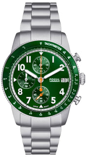  Shop Authentic Fossil Sport Tourer Chronograph Green Dial Silver Steel Strap Watch for Men - FS6048 - Luxxuri