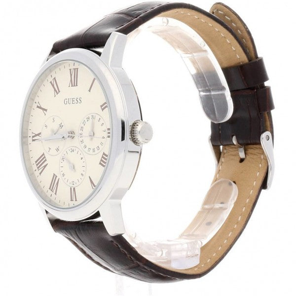  Shop Authentic Guess Wafer Quartz White Dial Brown Leather Strap Watch For Men - W70016G2 - Luxxuri