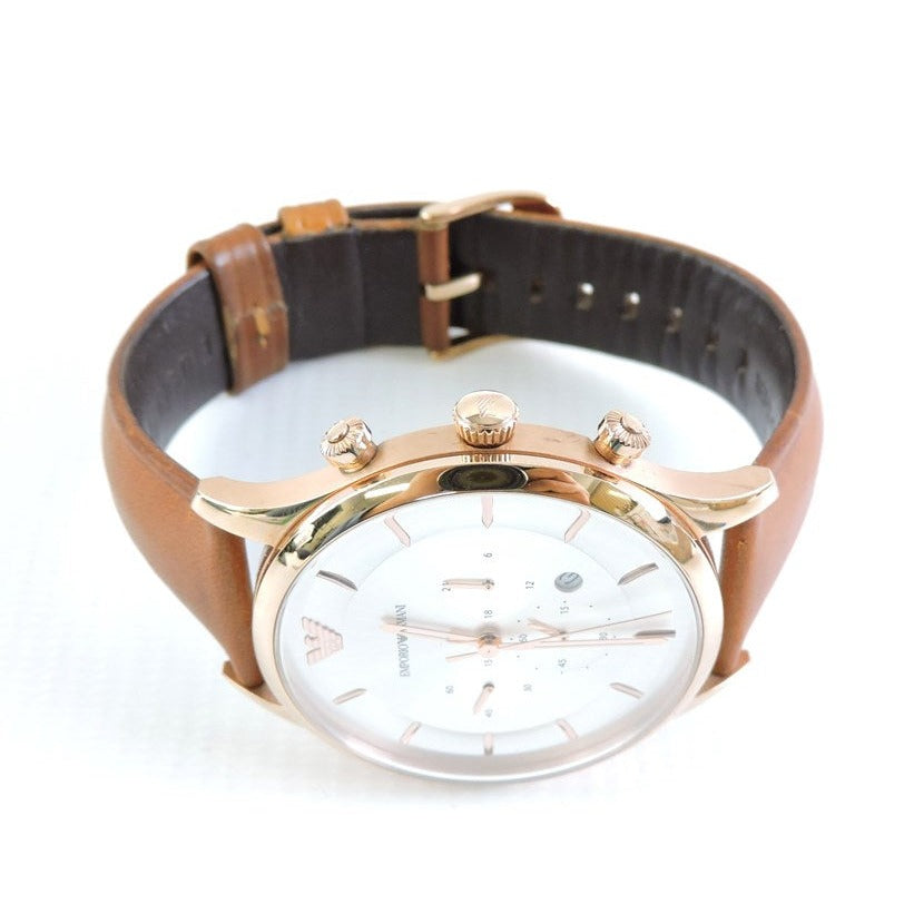  Shop Authentic Emporio Armani Quartz Silver Dial Brown Leather Strap Watch For Men - AR11043 - Luxxuri