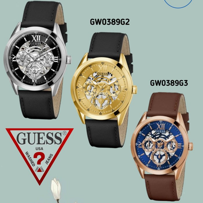  Shop Authentic Guess Tailor Gold Dial Black Leather Strap Watch for Men - GW0389G2 - Luxxuri