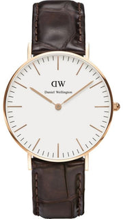  Shop Authentic Daniel Wellington Classic York White Dial Brown Leather Strap Watch For Women - DW00100038 - Luxxuri