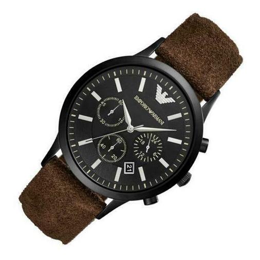  Shop Authentic Emporio Armani Chronograph Black Dial Brown Leather Strap Watch For Men - AR11078 - Luxxuri