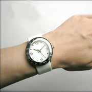  Shop Authentic Marc Jacobs Amy White Dial White Leather Strap Watch for Women - MBM1136 - Luxxuri