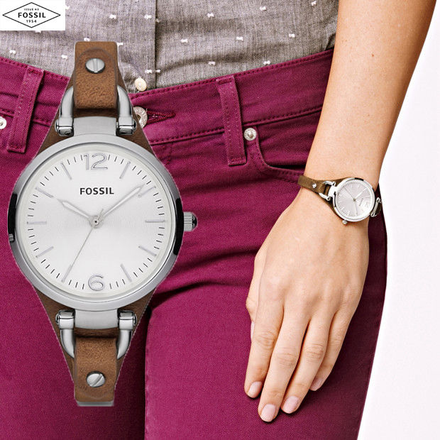  Shop Authentic Fossil Georgia White Dial Brown Leather Strap Watch for Women - ES3060 - Luxxuri