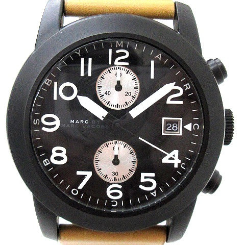  Shop Authentic Marc Jacobs Larry Chronograph Black Dial Brown Leather Strap Watch for Men - MBM5053 - Luxxuri