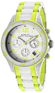  Shop Authentic Marc Jacobs Rock Chronograph White Dial White & Green Silicone Strap Watch for Women - MBM2592 - Luxxuri