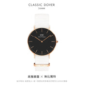  Shop Authentic Daniel Wellington Classic Dover Black Dial White Nylon Strap Watch For Women - DW00100310 - Luxxuri