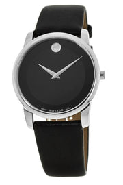  Shop Authentic Movado Museum Black Dial Black Leather Strap Watch For Men - 606502 - Luxxuri