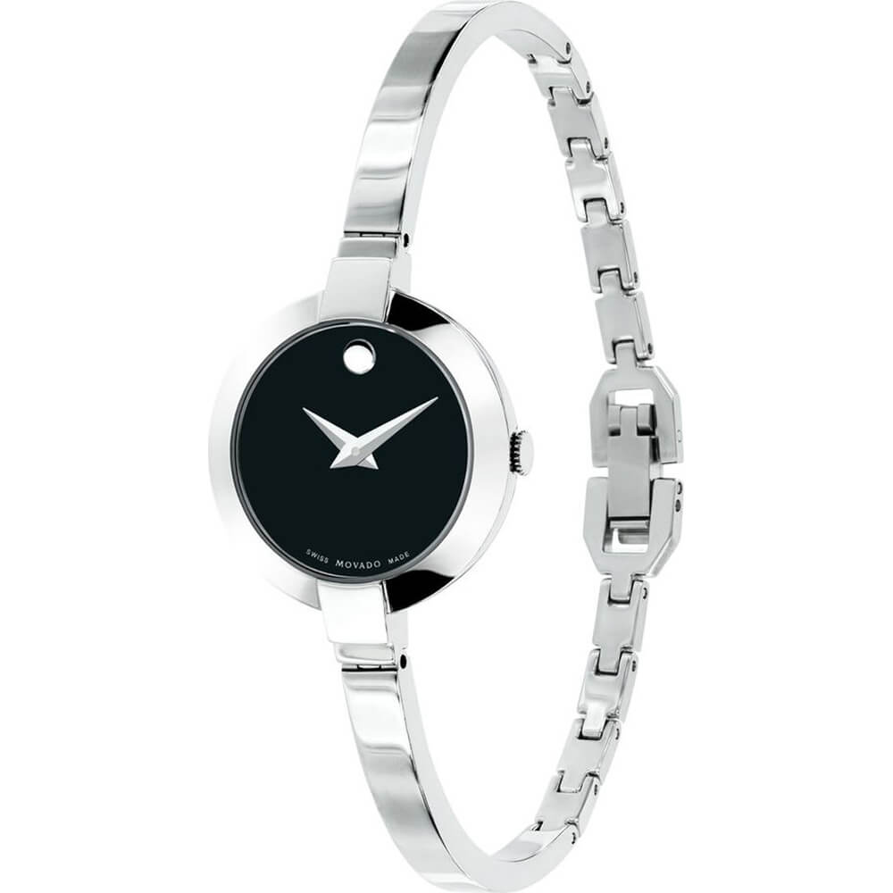 Shop Authentic Movado Bela Black Dial Silver Steel Strap Watch For Women - 0606595 - Luxxuri