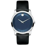  Shop Authentic Movado Museum Classic Blue Dial Black Leather Strap Watch for Men - 606610 - Luxxuri
