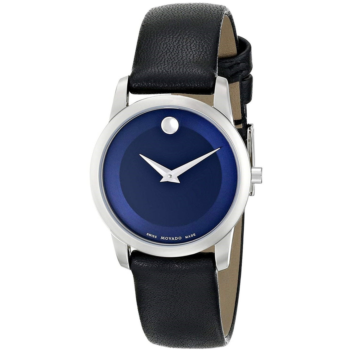  Shop Authentic Movado Museum Blue Dial Black Leather Strap Watch For Women - 0606611 - Luxxuri