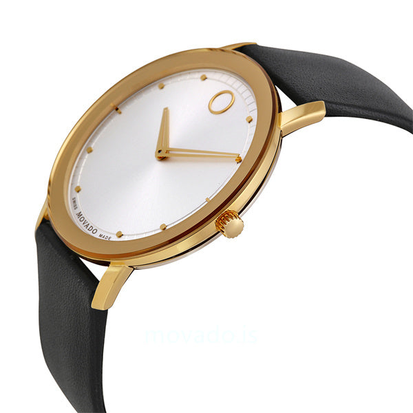  Shop Authentic Movado TC Silver Dial Black Leather Strap Watch For Men - 606695 - Luxxuri