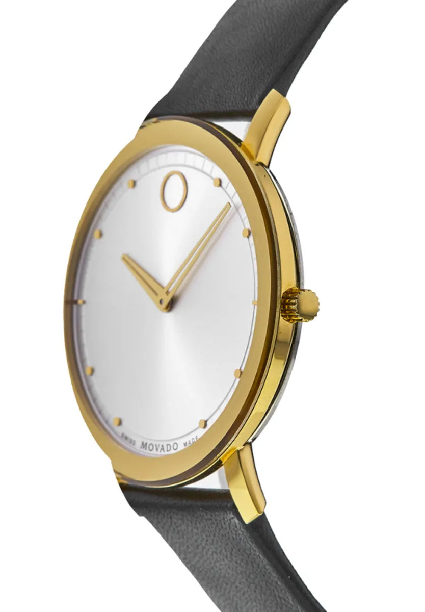  Shop Authentic Movado TC Silver Dial Black Leather Strap Watch For Men - 606695 - Luxxuri