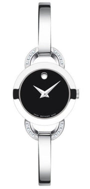  Shop Authentic Movado Rondiro Diamonds Black Dial Silver Steel Strap Watch For Women - 0606798 - Luxxuri