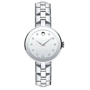  Shop Authentic Movado Sapphire Diamonds Silver Dial Silver Steel Strap Watch For Women - 606814 - Luxxuri