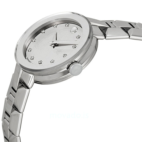  Shop Authentic Movado Sapphire Diamonds Silver Dial Silver Steel Strap Watch For Women - 606814 - Luxxuri
