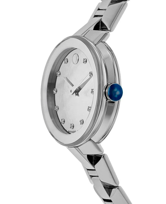  Shop Authentic Movado Sapphire Diamonds Silver Dial Silver Steel Strap Watch For Women - 606814 - Luxxuri