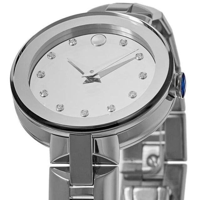  Shop Authentic Movado Sapphire Diamonds Silver Dial Silver Steel Strap Watch For Women - 606814 - Luxxuri