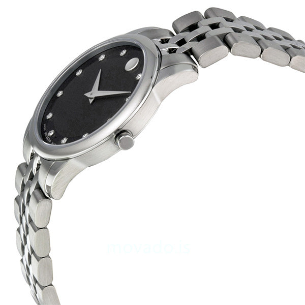  Shop Authentic Movado Museum Classic Black Dial Silver Steel Strap Watch For Women - 0606858 - Luxxuri